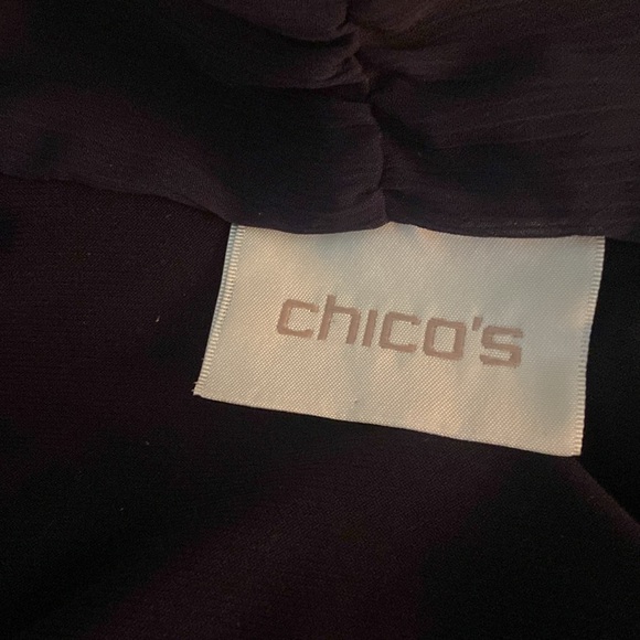 Luxury blue top. Solid lining with sheer delicate top. Sleeve is solid. - Picture 2 of 2